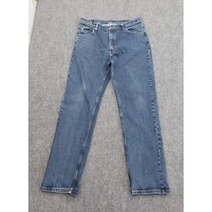 Wrangler Jeans Mens 36x32 Blue Denim Straight Leg Work Western Stretch